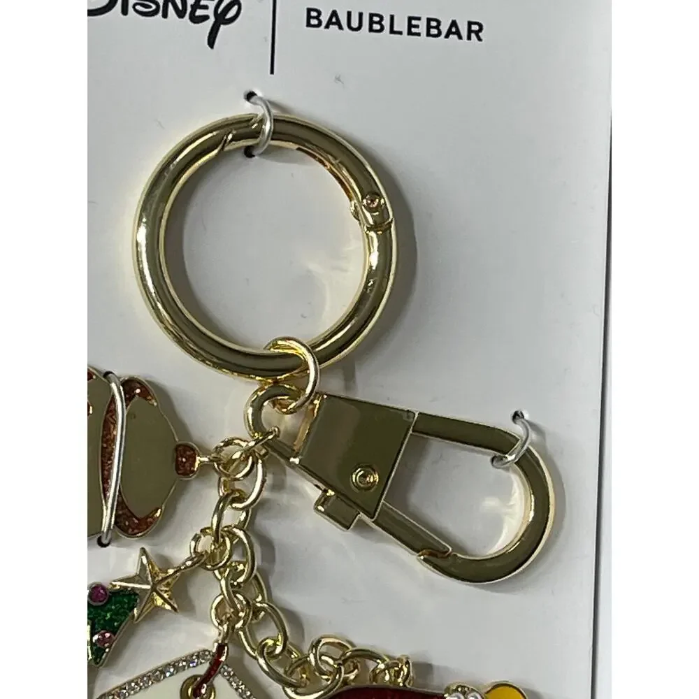 Disney BaubleBar Winnie the Pooh Christmas Holiday Keychain Bag Charm NEW Gold